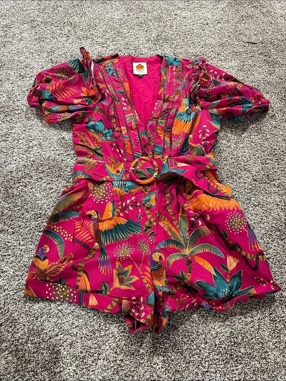 FARM Rio Macaw Party Romper Floral Pink & Multicolor Medium